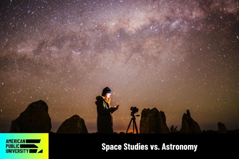 space-studies-vs-astronomy space studies student observing stars