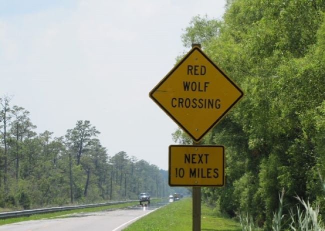 wolves crossing sign